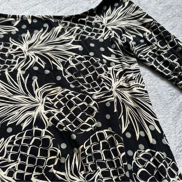 Ava Sky Hawaii Pineapple Print Boat Neck‎ Dress Black/Off-White Size XS - Picture 9 of 9